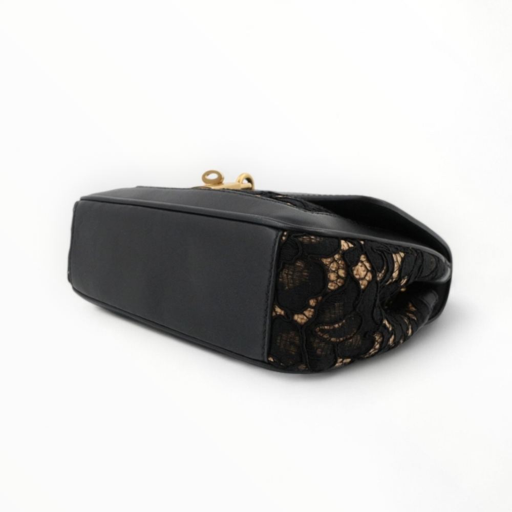 Dolce & Gabbana Black Lace & Beige Crossbody Bag with Gold Hardware authentic - Picture 6 of 13